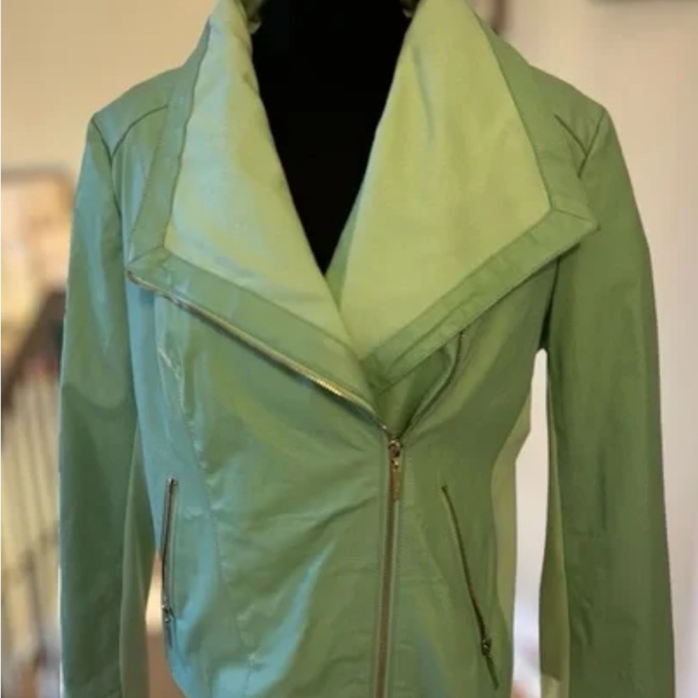 IMAN Mint Green Leather Jacket Large